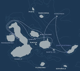 Galapagos Islands gay cruise map