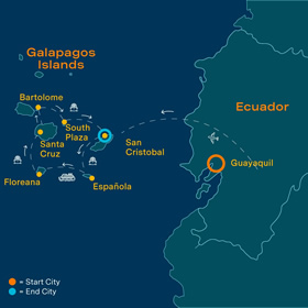 Galapagos Islands gay cruise map