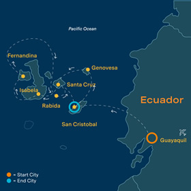 Galapagos Islands gay cruise map