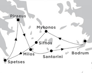 Greek Islands gay cruise map