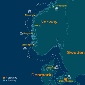 Norwegian Fjords gay cruise map