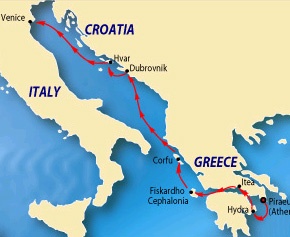 All Gay Athens to Venice Luxury Cruise map