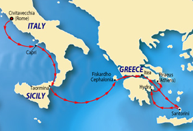 Zoom Vacations Mediterranean Cruise map