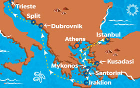 Athens to Venice Gay Cruise 2023 map