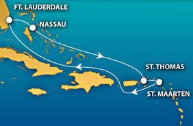 2011 Allure Caribbean all gay cruise map