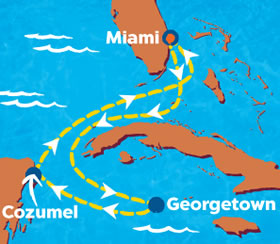 Caribbean Getaway gay cruise map