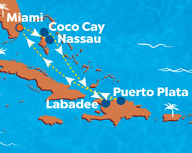 Oasis Caribbean gay cruise map