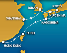 Atlantis Shanghai to Hong Kong All-Gay Cruise map