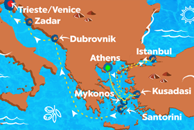 Athens to Venice gay cruise map