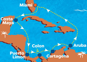 Tropical Americas Caribbean gay cruise map