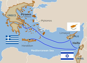 Greece & Israel gay cruise map