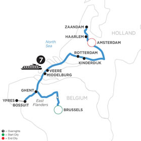 Belgium & Holland lesbian cruise map