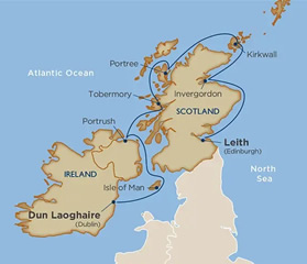 Ireland & Scotland lesbian cruise map