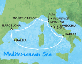 Gay family European cruise map