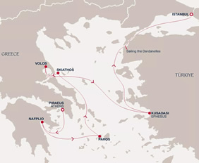 Greece & Turkey gay cruise map
