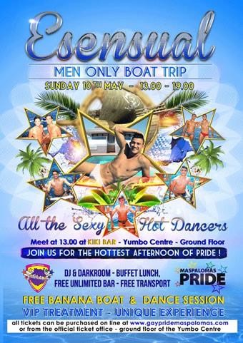Maspalomas Gay Pride 2015 ESensual Dancers Men Only Boat Trip