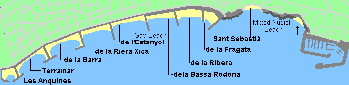 Sitges gay beach map