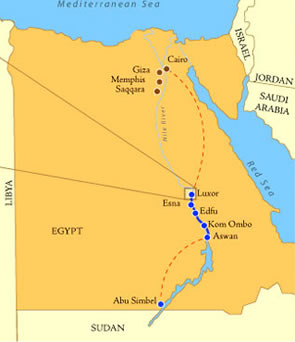 Egypt Gay cruise tour Map