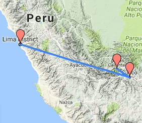 Peru Gay Tour Map