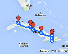 Undiscovered Cuba Gay Tour Map