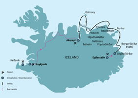 Iceland gay adventure cruise map