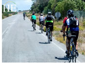 Portugal gay bike tour - scenic route line of cyclists
