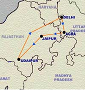Hanns Ebensten Gay tour to India map