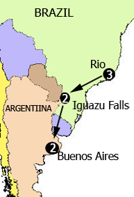 Hermes Tours exclusively Gay Tour to Argentina map