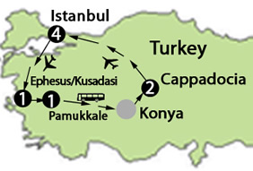 Hermes Tours exclusively Gay Tour to Turkey map