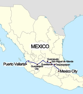 Mexico gay tour map