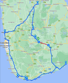 Sri Lanka gay tour map