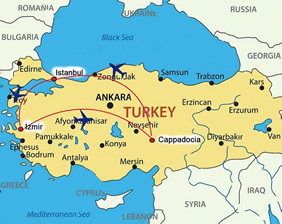 Turkey gay tour map