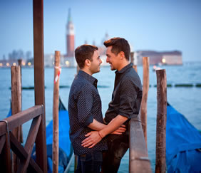 Venice gay couple Valentines Day