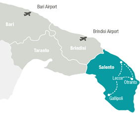 Salento Puglia gay trip map