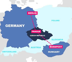 Budapest, Prague & Berlin gay tour map