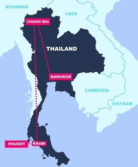 Thailand gay tour map