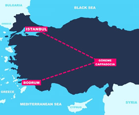 Turkey gay tour map