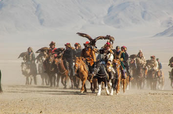 Mongolia Eagle Hunters riding