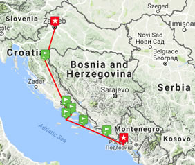 Croatia gay hiking tour map