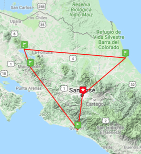 Costa Rica gay tour map