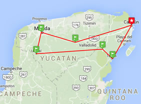 Yucatan Mexico gay tour map
