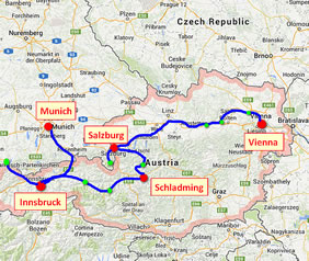 Austria gay tour map