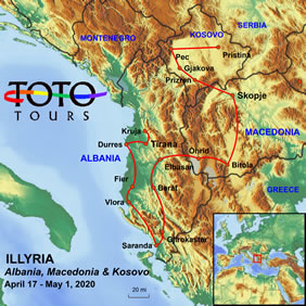 Albania & Macedonia gay tour map